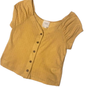 Small mustard yellow buttoned crop top Women’s Harper Heritage